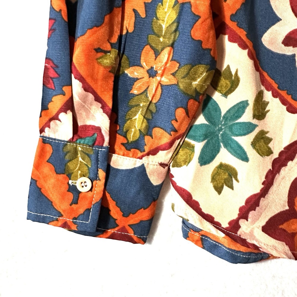 Le Lis‎ XS Retro Bloom Button Front Top Floral 70s Oversized Autumn Fall - Picture 9 of 11